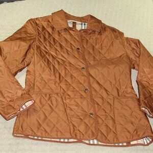 Burberry London Brown Quilted Women Jacket M Preowned - Made In England